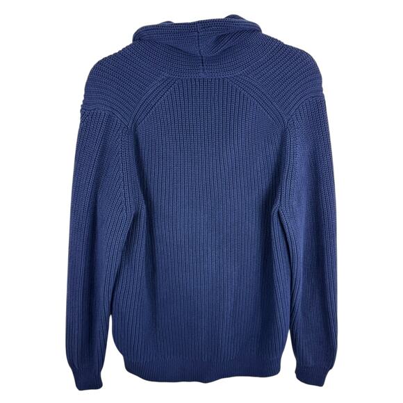 GAP Navy Blue Chunky Knit Shawl Collar Button Cardigan Grandpacore Preppy Mens S - Picture 2 of 5